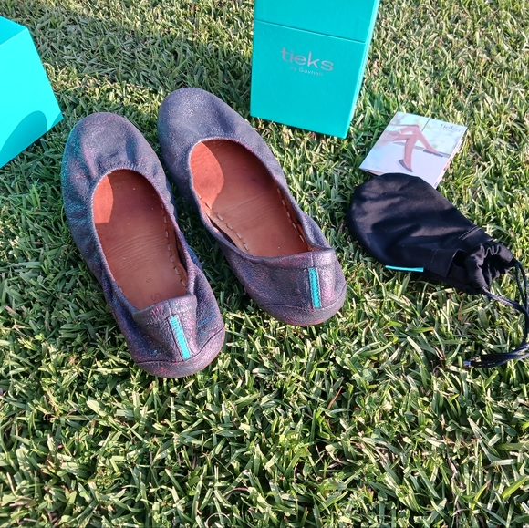 Custom Glitter Silver-Slate Grey Tieks Ballet Flats Sz.9 - Picture 1 of 9